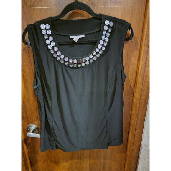 JM Collection Sleeveless Blouse  Sz 1X  Black - Picture 1 of 3
